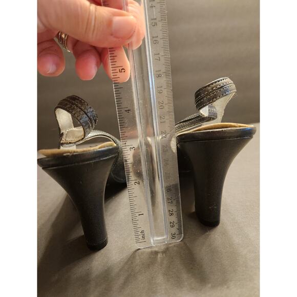 HIGHLIGHTS Glitter Embellished Slingback Pump Heels Womens 8 Charcoal Grey Black - Picture 7 of 12